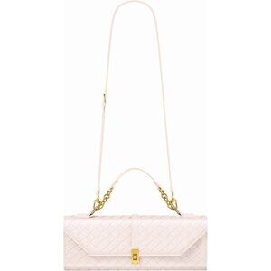 🆕Women White Woven Evening Handbag Crossbody Purse Wallet with Orange Gift Bag